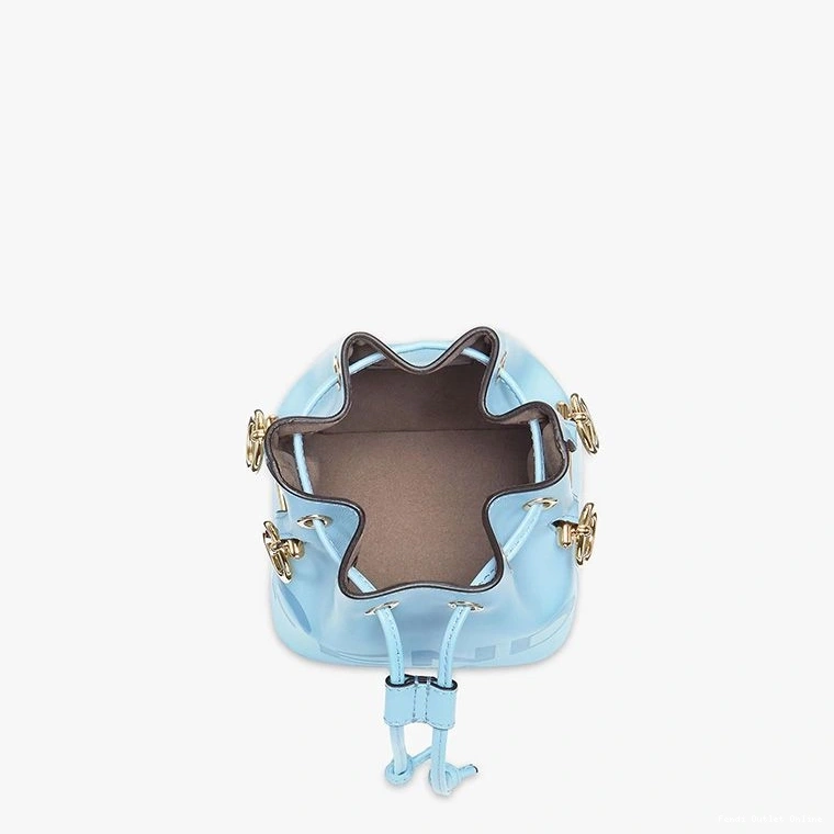 Cheap Calf In ROMA Tresor Sky Fendi Leather Mon Logo Blue Bucket Bag Mini 0824
